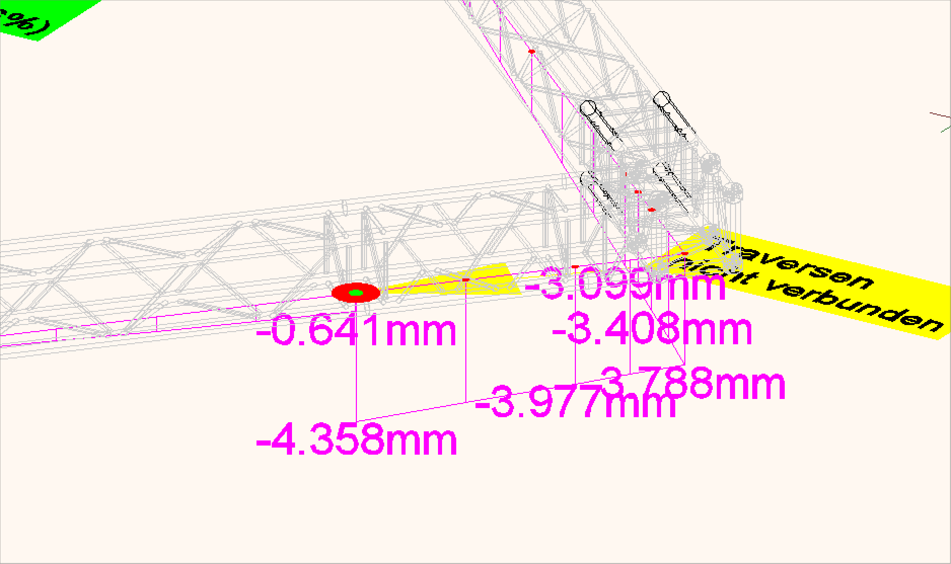 Ein Fall für den Analysis Connector - Kleine Spalten im statisches System. &nbsp;Der Analysis Connector (der rote Punkt) schließt diese Lücke.