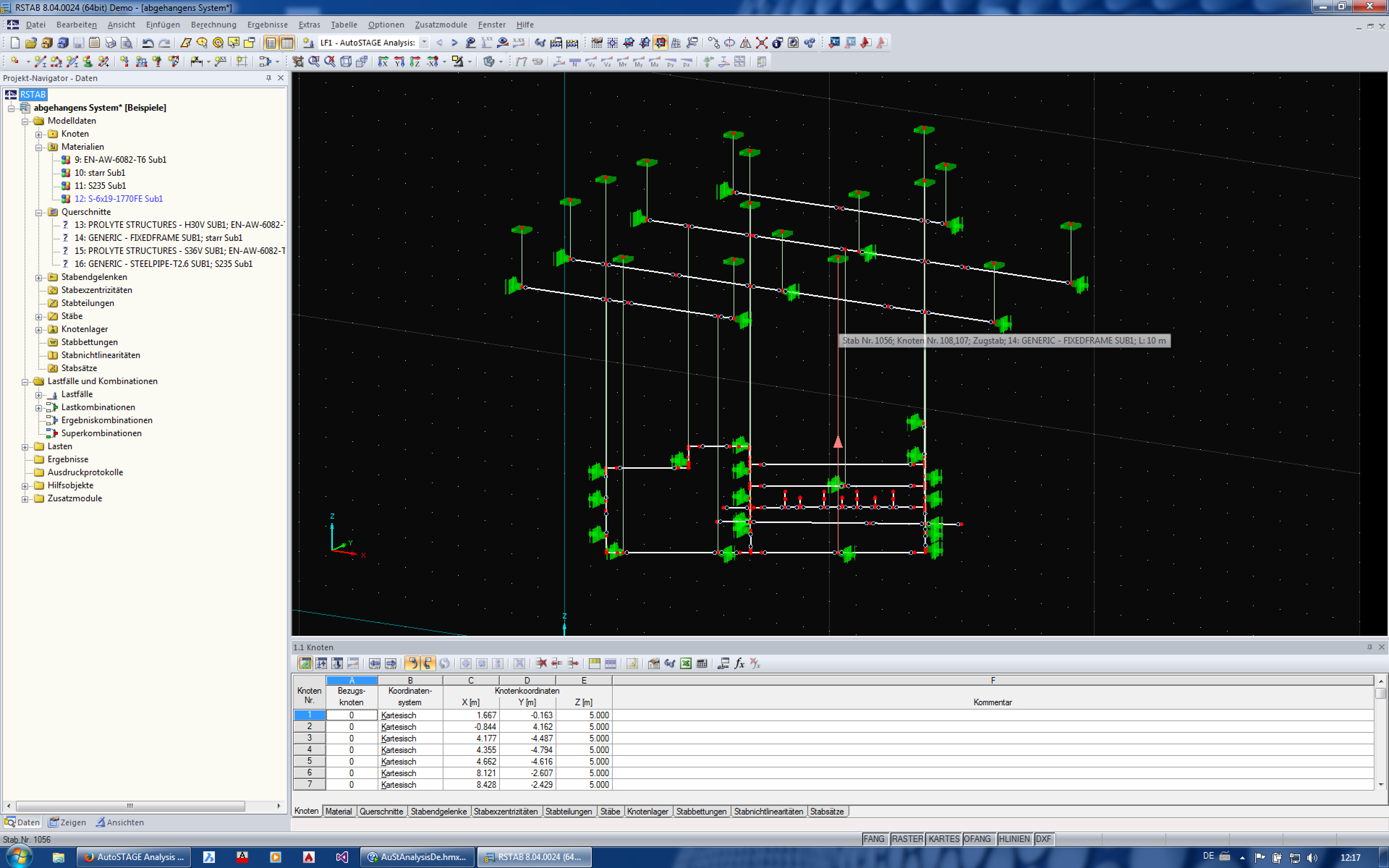 Das exportierte Stabwerk in RSTAB8
