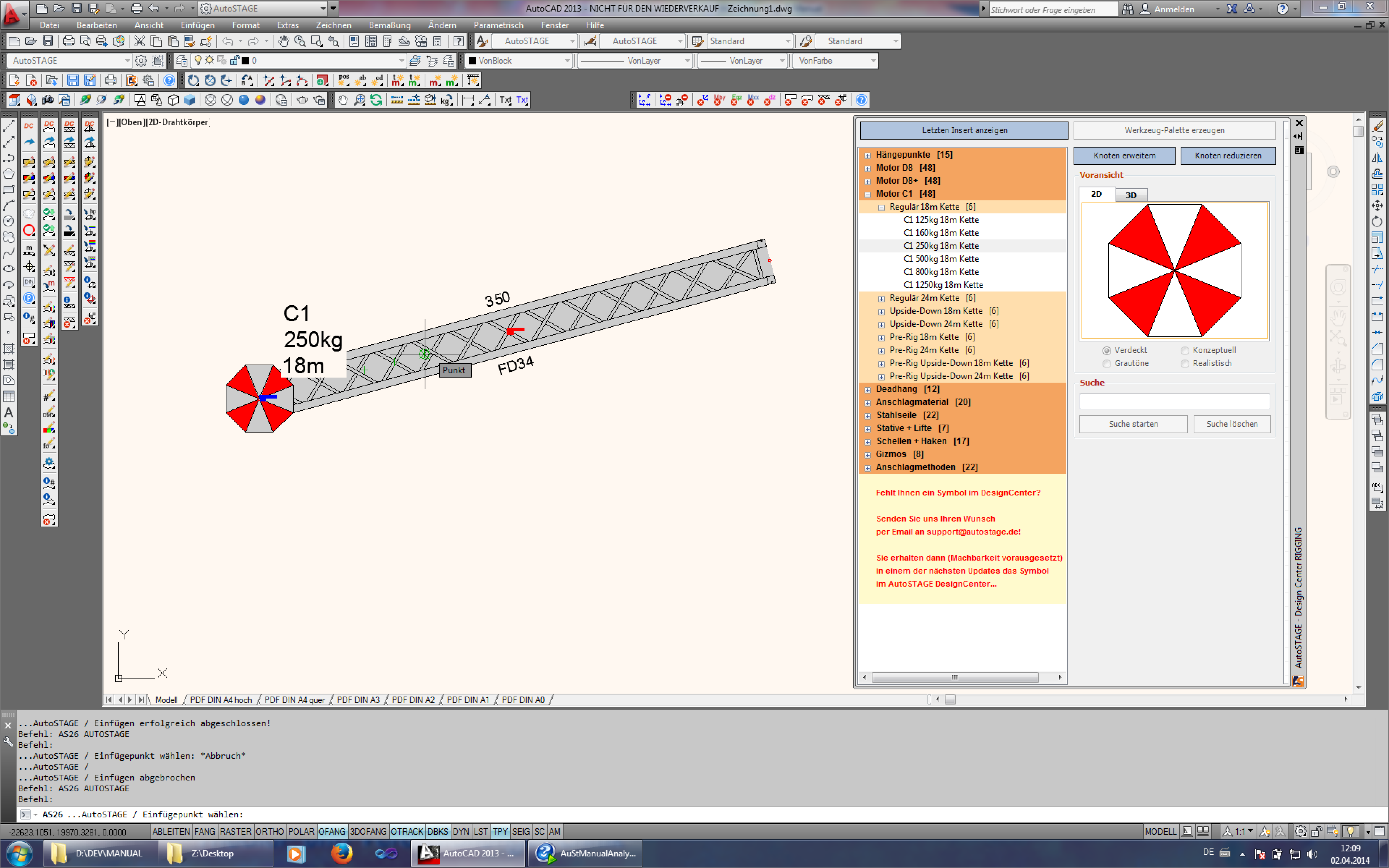 Einfügen eines Motors in AutoSTAGE Analysis