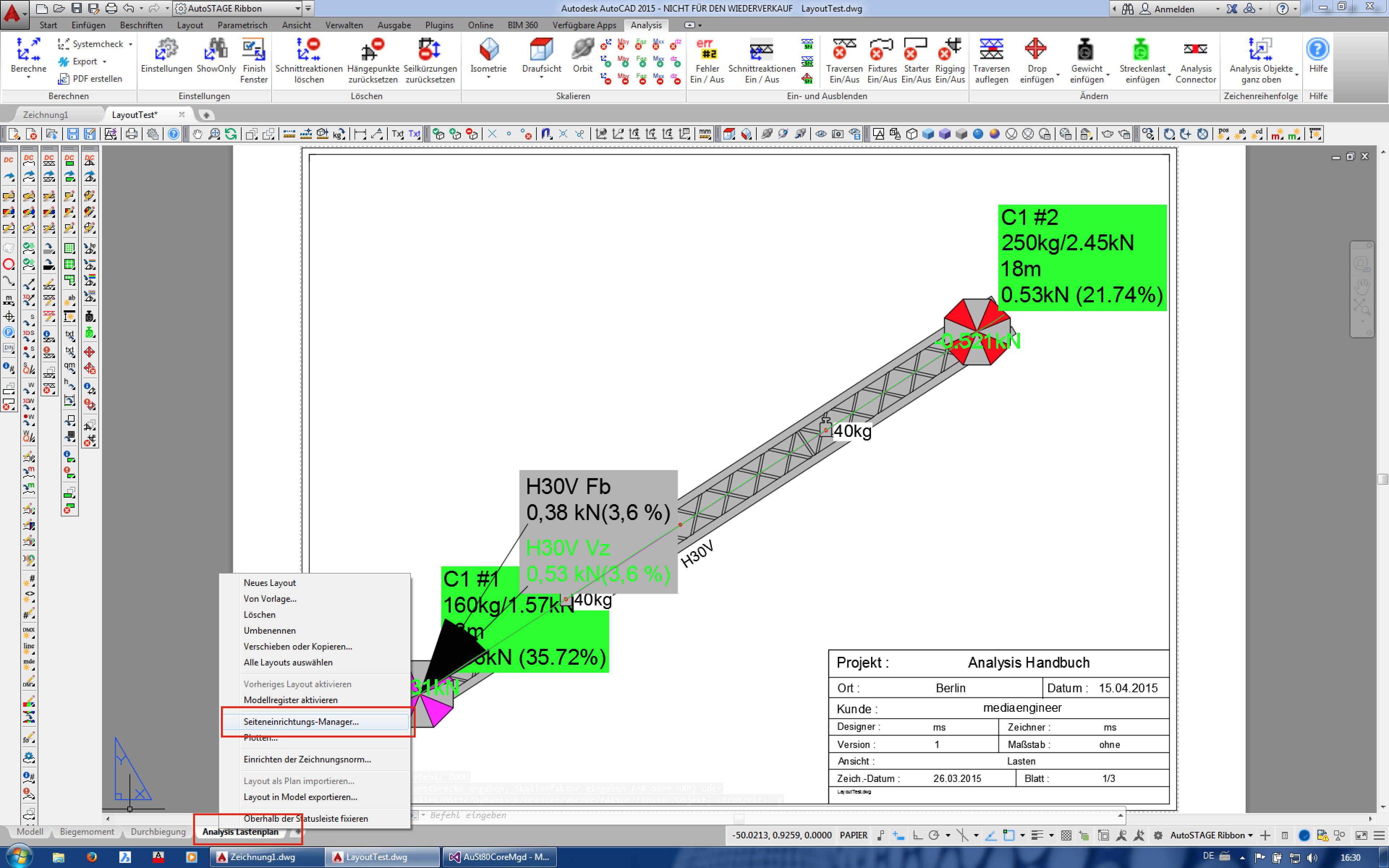Rechtsklick auf die Tableiste der Layout und Klick auf den Seiteneinrichtungs Manager