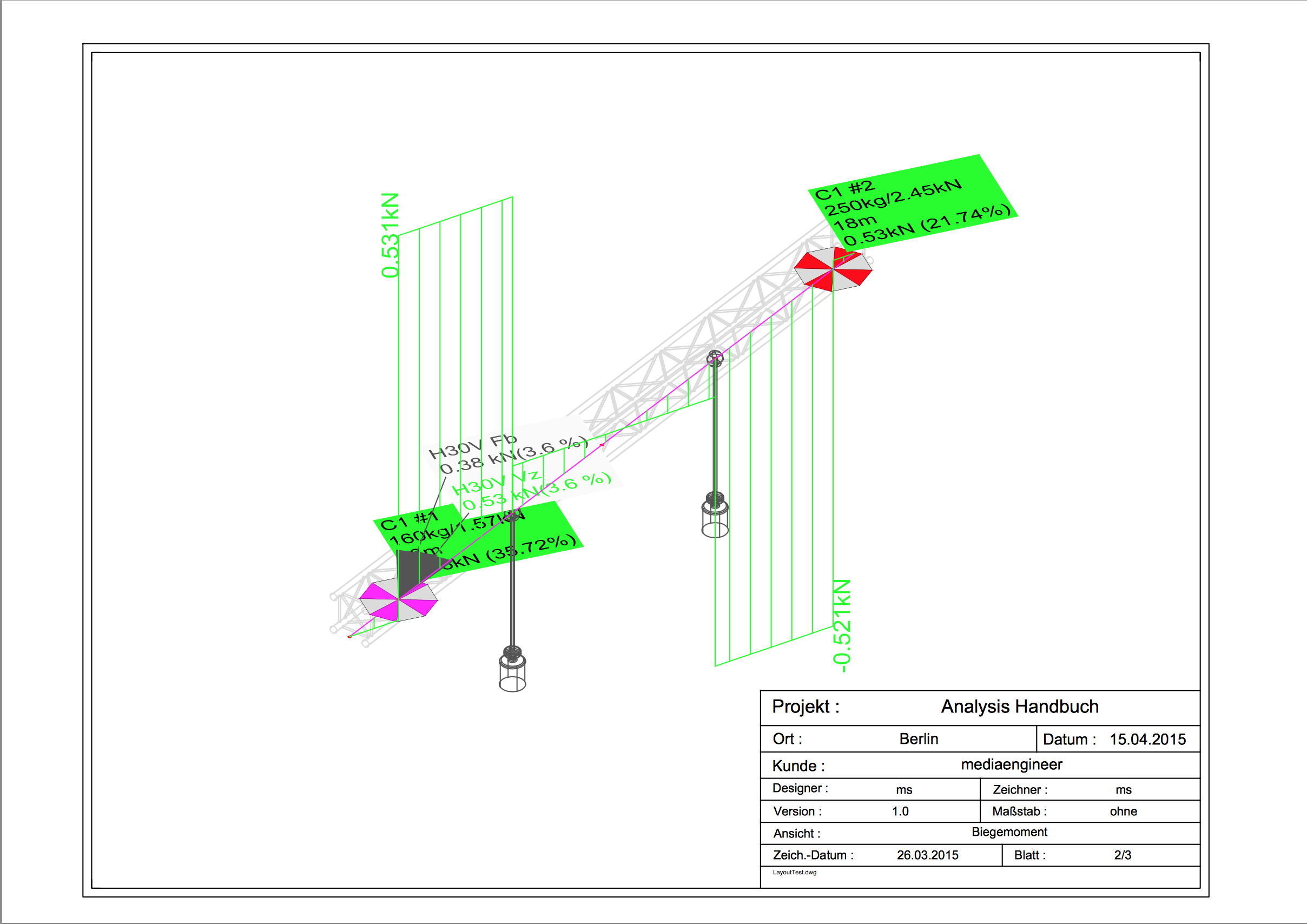 Beispiel für ein Layout im Berechnungsbericht Beispiel für ein Layout im Berechnungsbericht