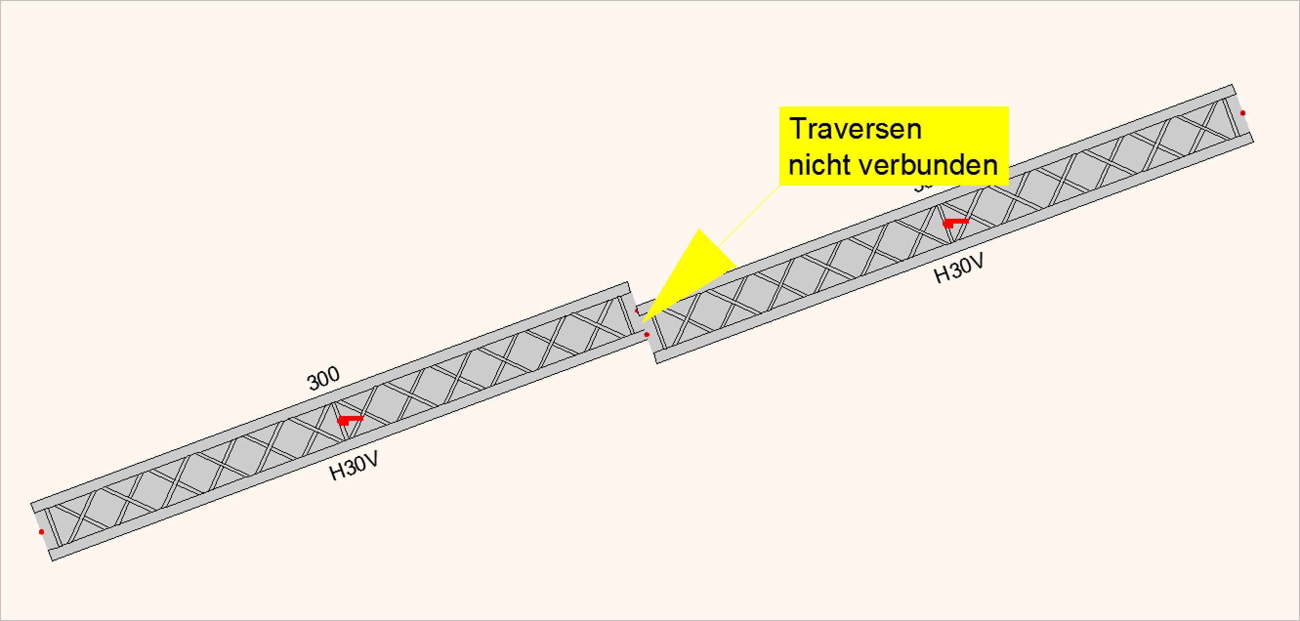 Der AutoSTAGE Analysis SystemChecker zeigt bei nicht verbundenen Traversen einen Hinweis direkt an der Traverse an Der AutoSTAGE Analysis SystemChecker zeigt bei nicht verbundenen Traversen einen Hinweis direkt an der Traverse an