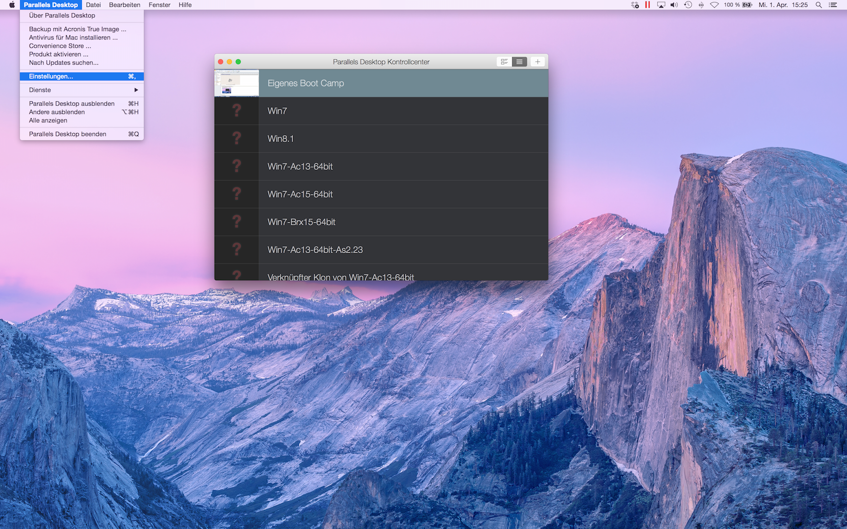 Öffnen Sie die allgemeinen Einstellungen von Paralles Desktop