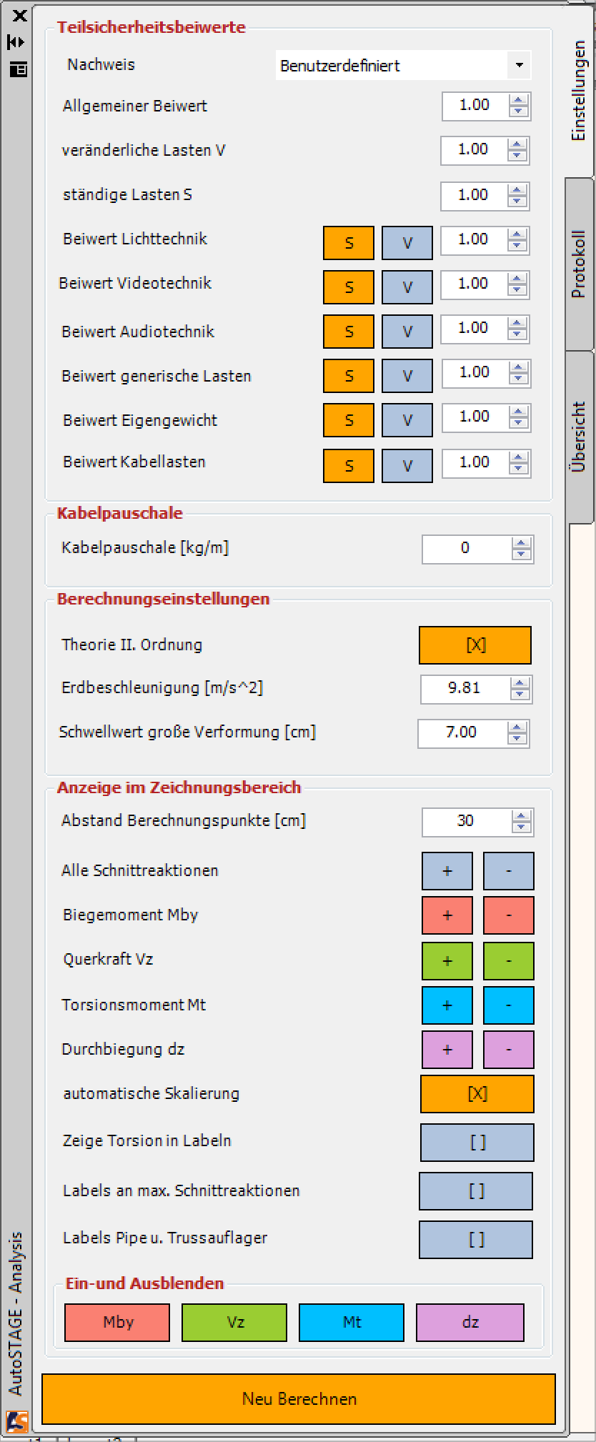 Einstellungspalette in AutoCAD