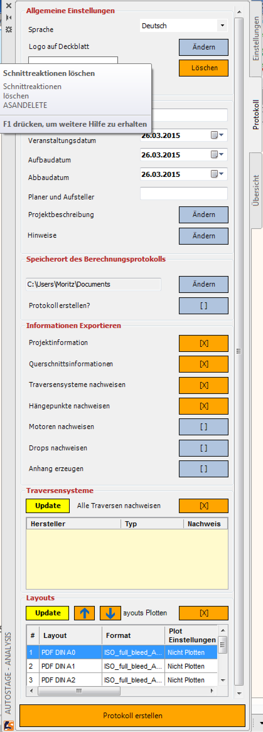 Einstellungspalette in AutoCAD Einstellungspalette in AutoCAD