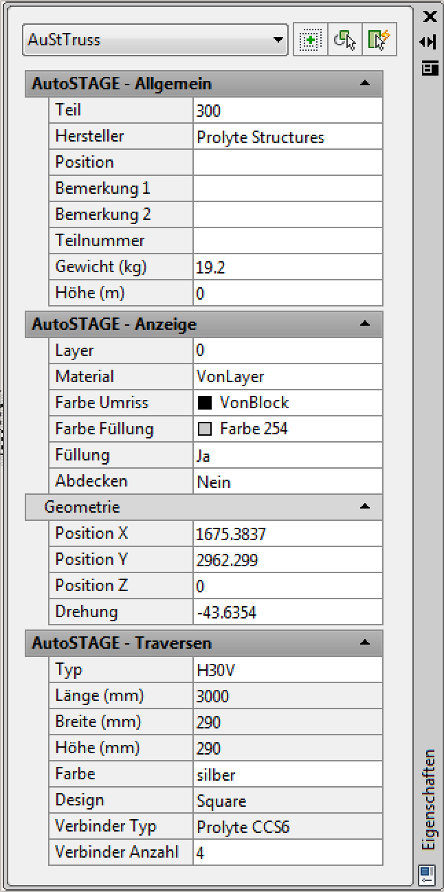 Die Eigenschaftspalette Traversen Die Eigenschaftspalette Traversen