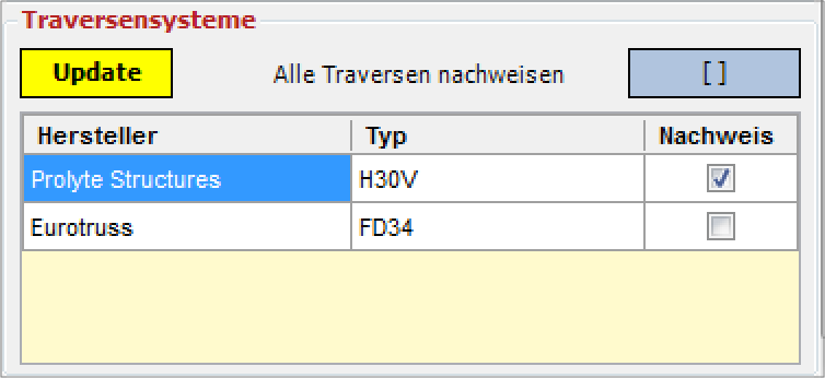 Einzelne Traversensysteme nachweisen