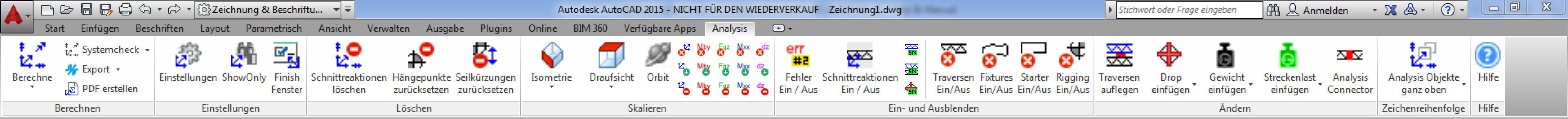Der Tab "Analysis" in AutoCAD 2015 Der Tab "Analysis" in AutoCAD 2015