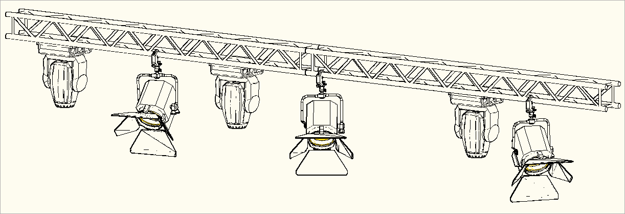 3D-Modell mit AutoSTAGE 3D Symbolen VOR der Konvertierung 3D-Modell mit AutoSTAGE 3D Symbolen VOR der Konvertierung
