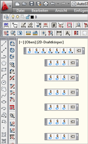 Ansicht der User-Toolbars vor der Benutzeranpassung
