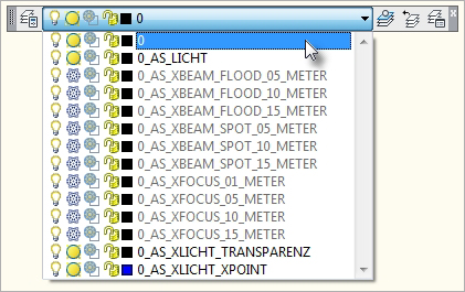 Layer-Liste ohne aktiviertem AutoSTAGE-Gruppenfilter