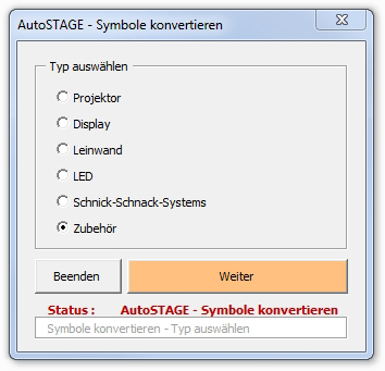 Dialogfenster Symbole konvertieren in Video-Symbole