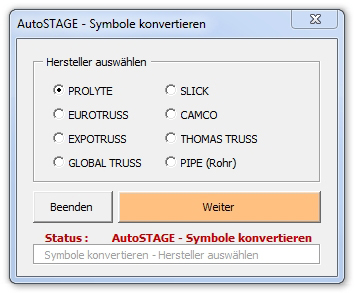 Dialogfenster Symbole konvertieren in Traversen-Symbole