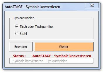 Dialogfenster Symbole konvertieren in Bankett-Symbole