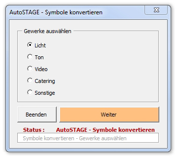 Dialogfenster Symbole konvertieren in Zubehör-Symbole