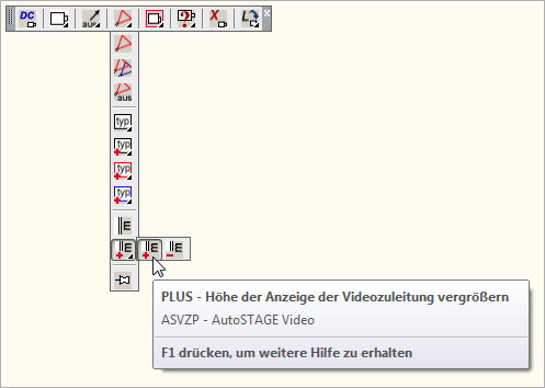 Anzeigegröße der Zuleitung von Videosymbolen ändern