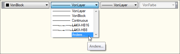 Aufrufen des Linientyp-Manager aus der Linientyp-Steuerung