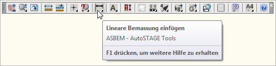 Bemassung in der Toolbox
