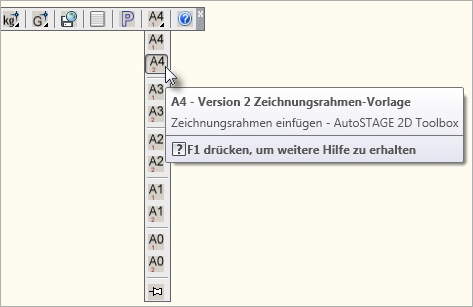 AutoSTAGE 2D Toolbox - Zeichnungsrahmen einfügen