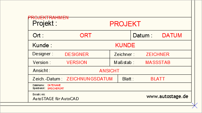 Vorlage eines Zeichnungsrahmen