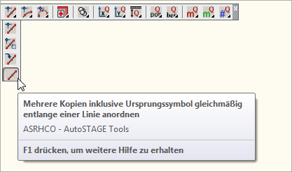 Mehrere Kopien inklusive Ursprungssymbol gleichmäßig entlang einer Linie anordnen