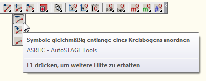 Symbole gleichmäßig entlang eines Kreisbogens anordnen