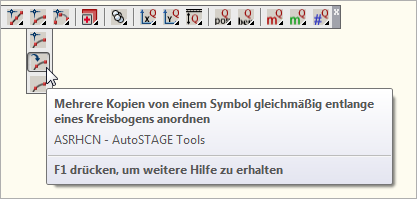 Mehrere Kopien von einem Symbol gleichmäßig entlang eines Kreisbogens anordnen