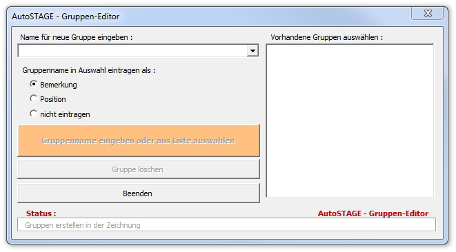 AutoSTAGE Gruppen-Editor