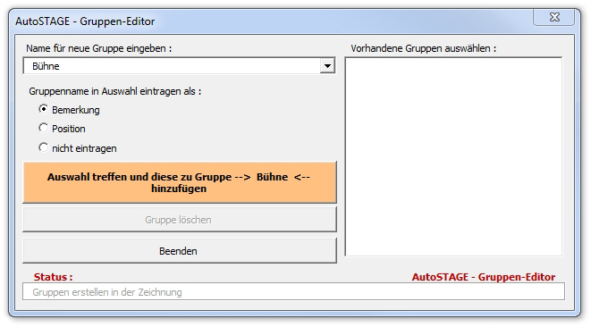 AutoSTAGE Gruppen-Editor