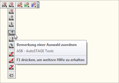 ASB - Bemerkung einer Auswahl zuordnen