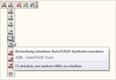 ASB1 - Bemerkung einzelnen AutoSTAGE-Symbolen zuordnen