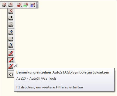 ASB1X - Bemerkung einzelner AutoSTAGE-Symbole zurücksetzen