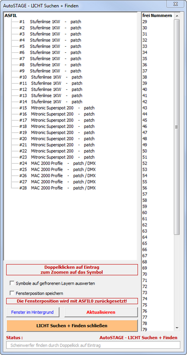 Dialogfenster Scheinwerfer Suchen + Finden&nbsp;