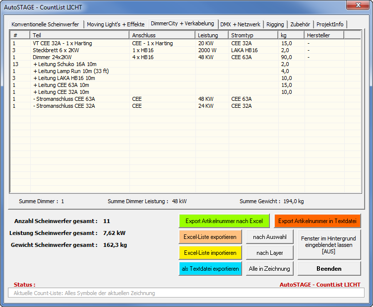 ASLC - DimmerCity + Verkabelung