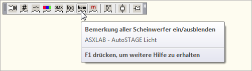 ASXLAL -Zuleitungslänge aller Scheinwerfer ein- oder ausblenden