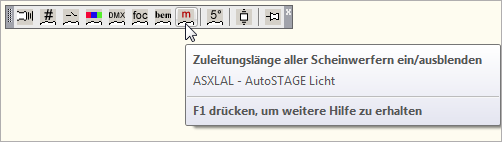 ASXLAL -Zuleitungslänge aller Scheinwerfer ein- oder ausblenden