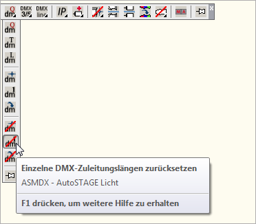 ASMDX - Einzelne DMX-Zuleitungslängen zurücksetzen