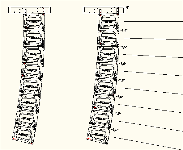 Konstruierte Line-Arrays - Links ohne Anzeige der Winkel - Rechts mit Anzeige der Winkel Konstruierte Line-Arrays - Links ohne Anzeige der Winkel - Rechts mit Anzeige der Winkel