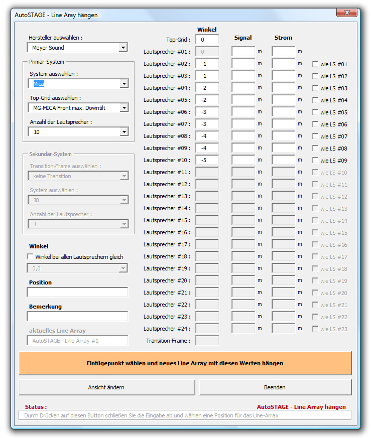 Berechnete Daten eingeben