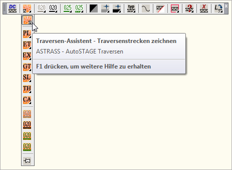 Das Flyout des Traversen-Assistenten Das Flyout des Traversen-Assistenten