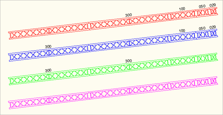 Ein- und ausgeblendete Typenbezeichnung von Traversen