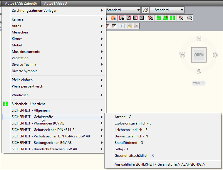 Sicherheitssymbole aus dem Menü einfügen