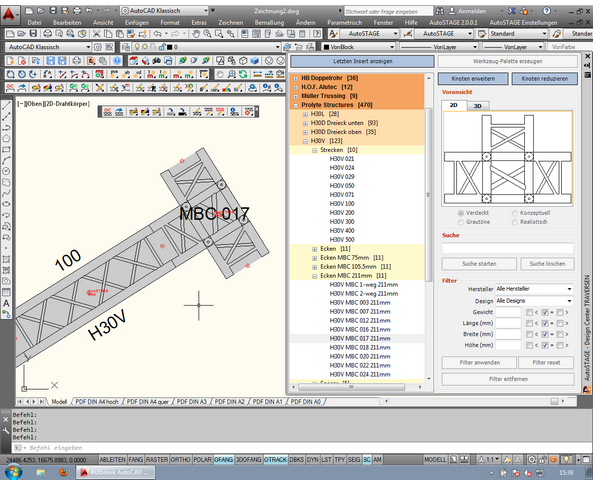 Einmal gedreht Traversen-Ecke