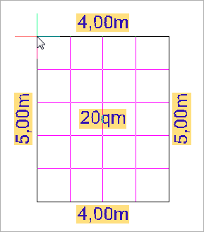 Rechteckige Messefläche mit fester Größe zeichnen