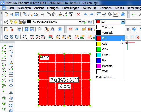 Bemassung beim Zeichnen der Standfläche Bemassung beim Zeichnen der Standfläche