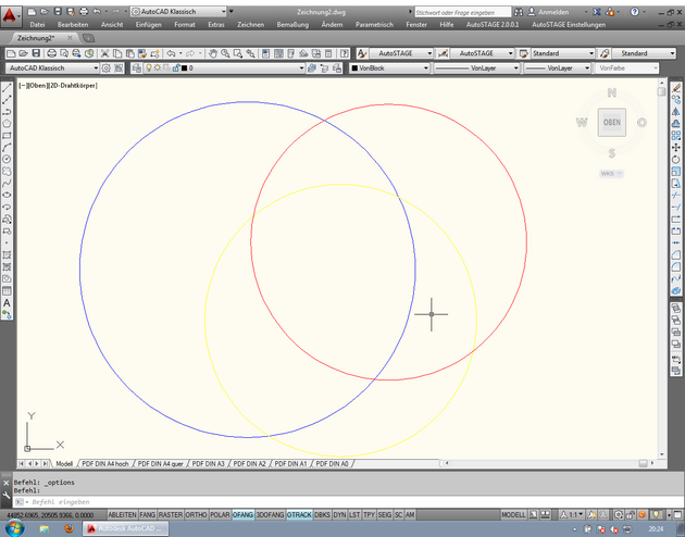 AutoCAD mit hellem Hintergrund