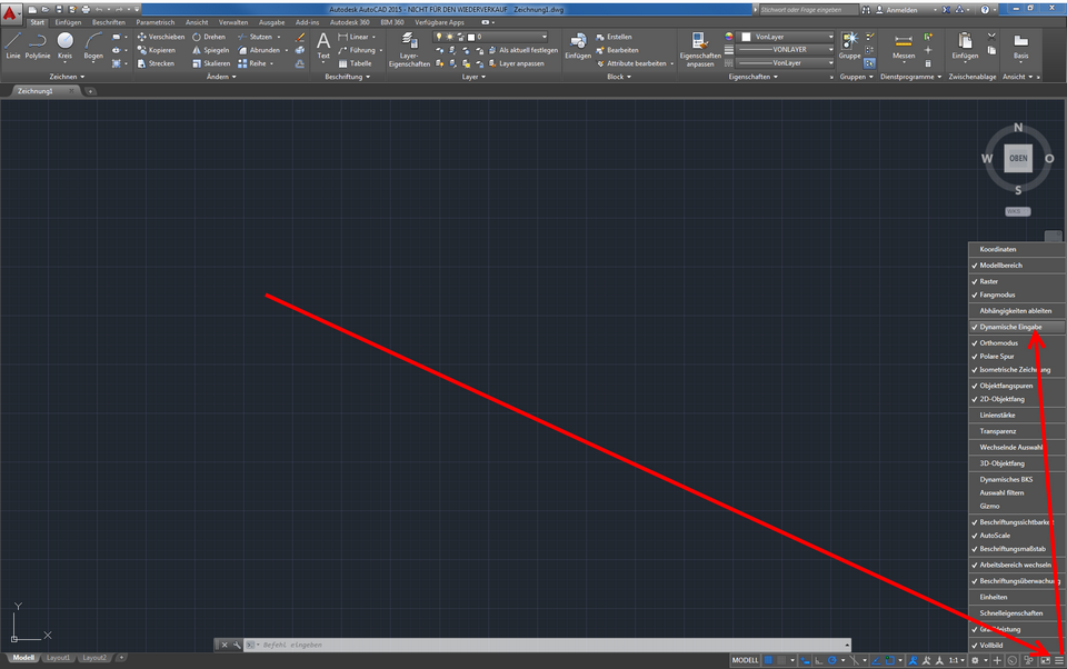 Anpassen Menü öffnen