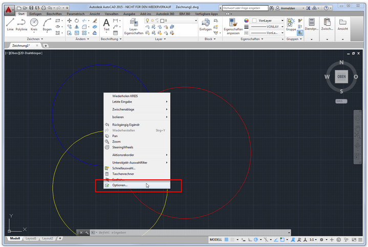 AutoCAD-Optionen aufrufen