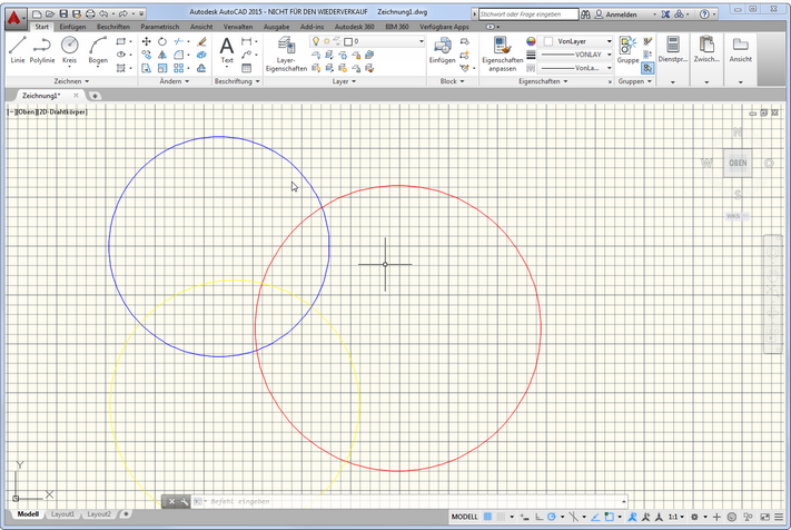 AutoCAD mit hellem Hintergrund