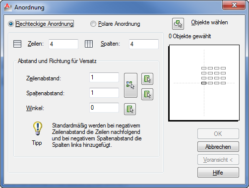 Die klassische (alte) Reihenfunktion mit Dialogfenster.